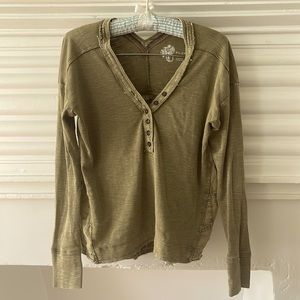 Anthropologie Pilcro Green Button Top, XS